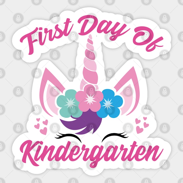 Unicorn With Pink Text | First Day of Kindergarten Sticker by Estrytee